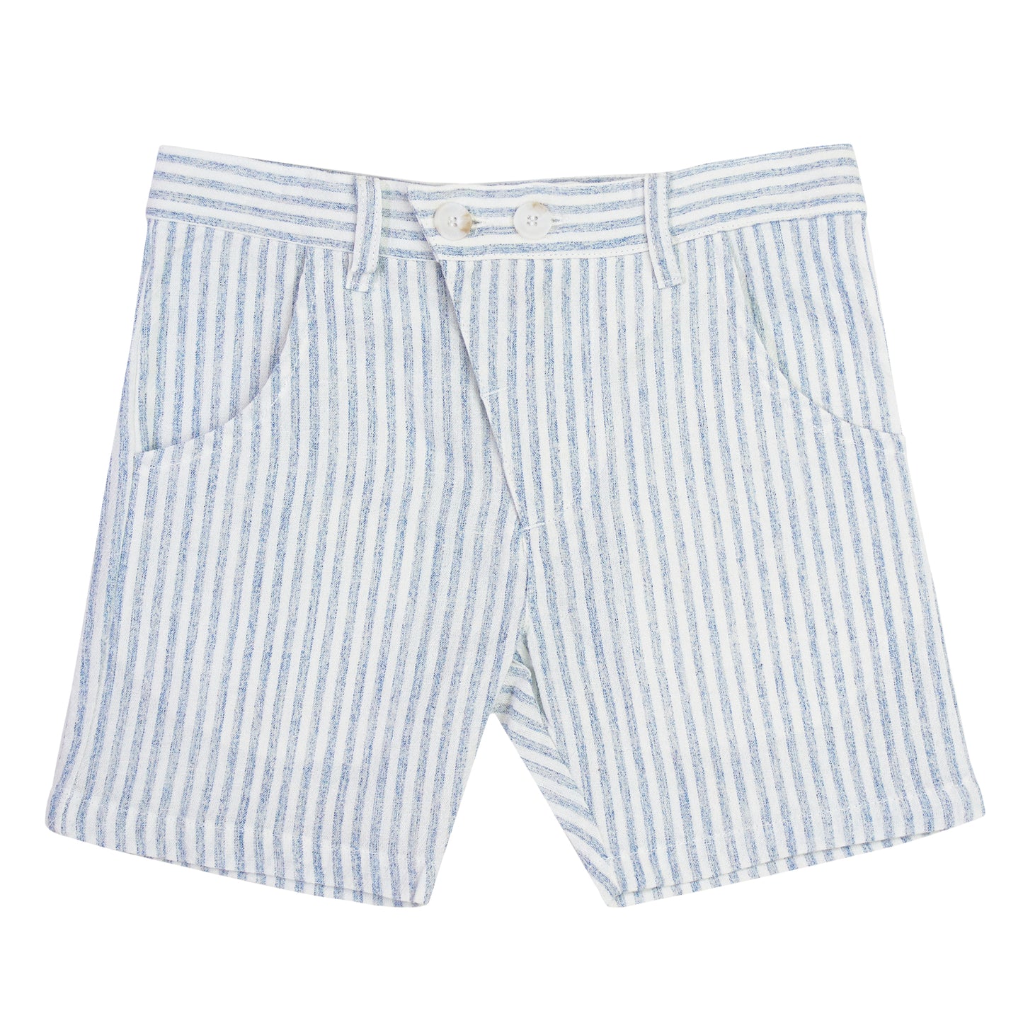 Blue Striped Linen Shorts