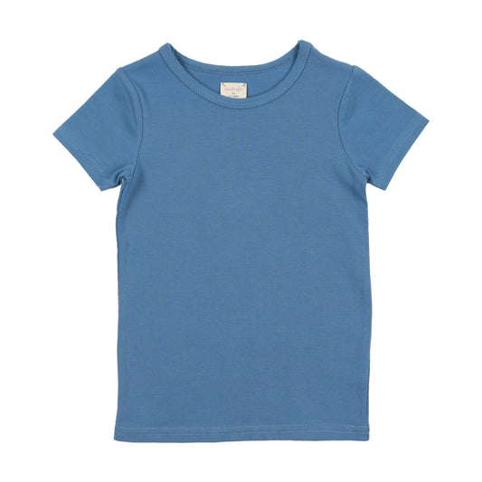 Denim Blue Cotton Short Sleeve Tee