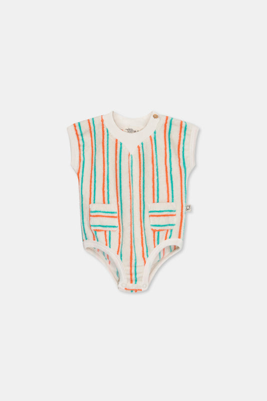 Terry Stripe Baby Boy Romper