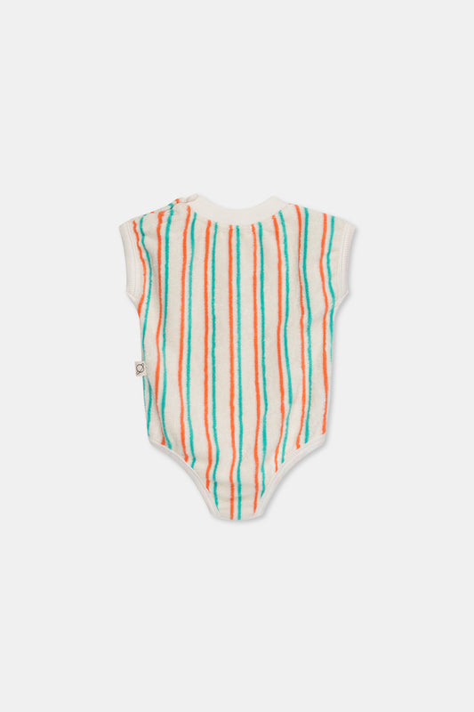 Terry Stripe Baby Boy Romper