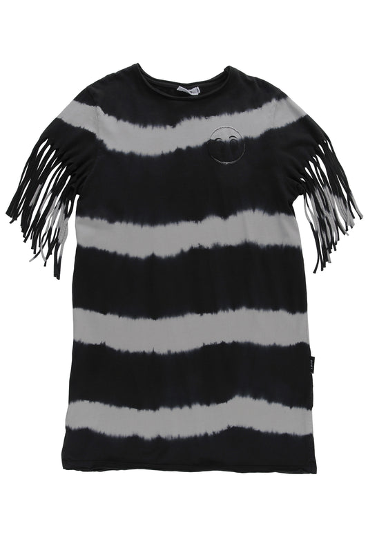 GIFT Dress T/shirt fringed BLACK/ZINC