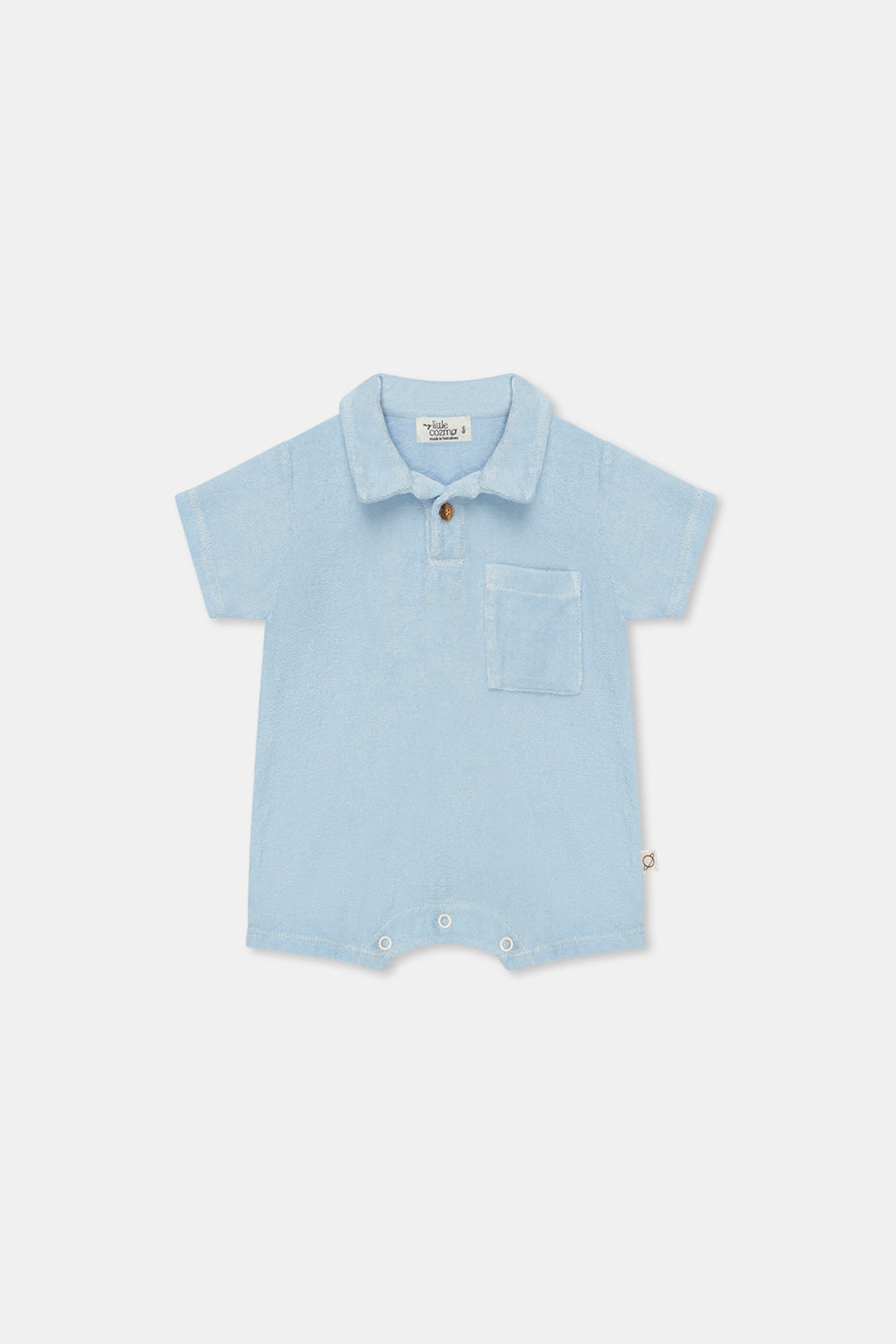 Terry polo baby jumpsuit Blue