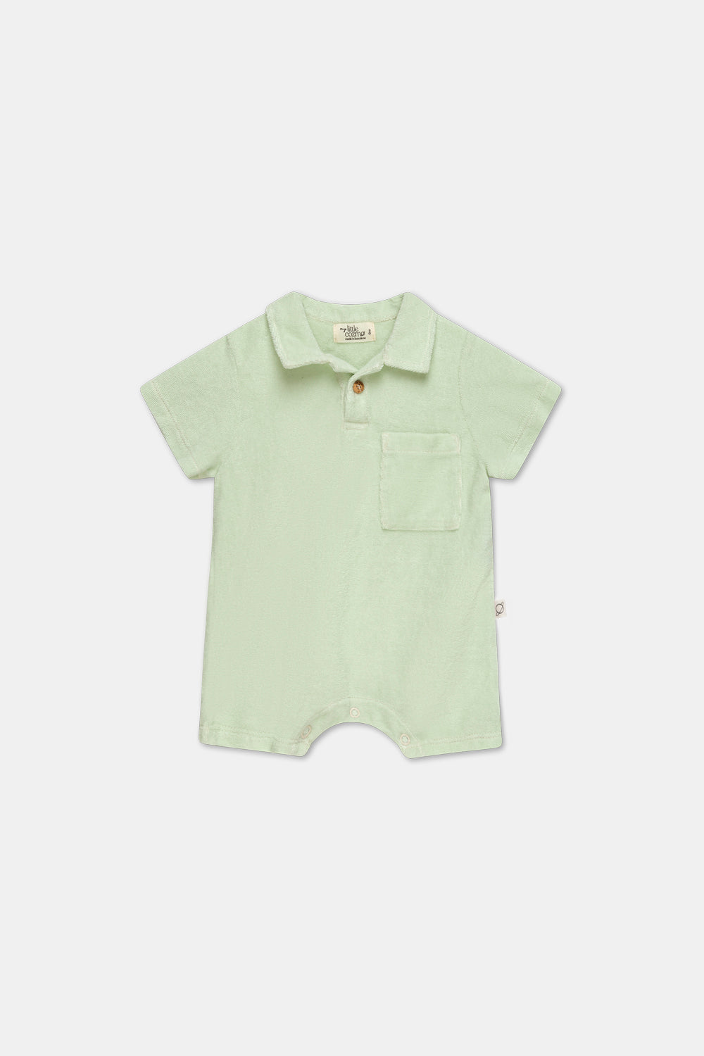 Terry polo baby jumpsuit Green