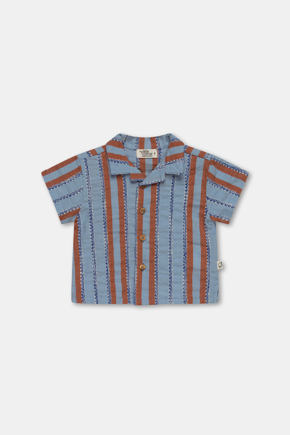 Striped denim baby shirt