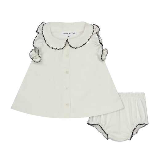 Milano Baby Ruffled Shirt Set Ivory