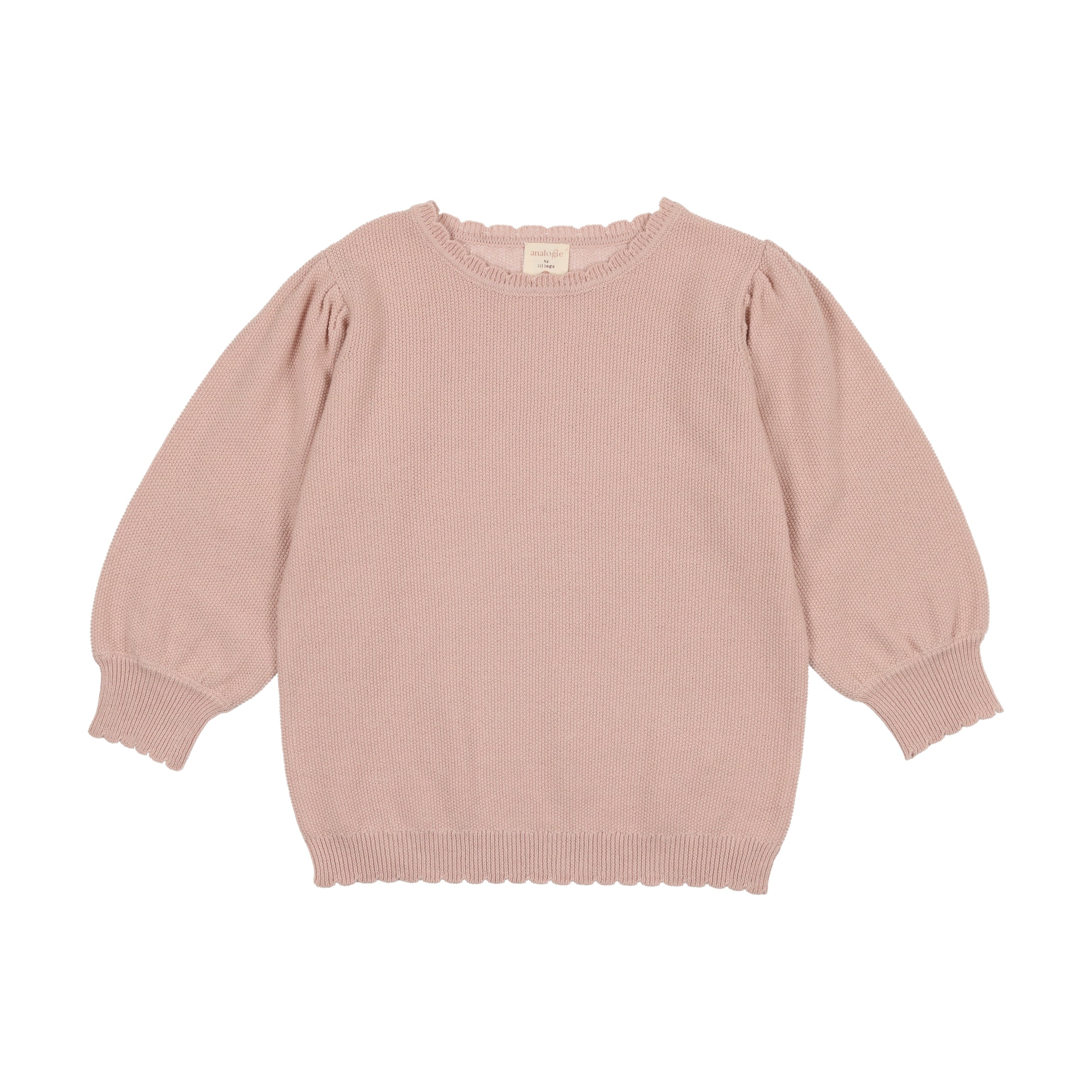 Pink Knit Puff Sleeve Sweater