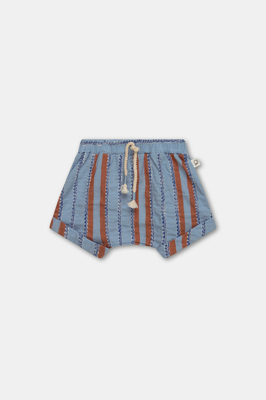 Striped denim baby shorts