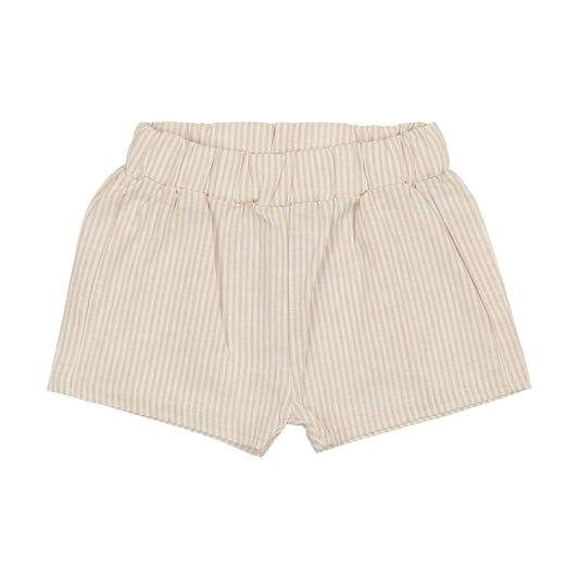 Linen Pull On Shorts Oat Stripe