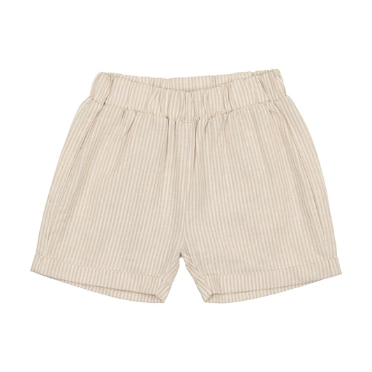 Linen Pull On Shorts Oat Stripe