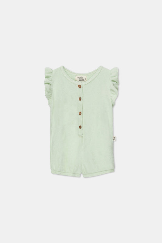 Terry ruffle baby jumpsuit Green