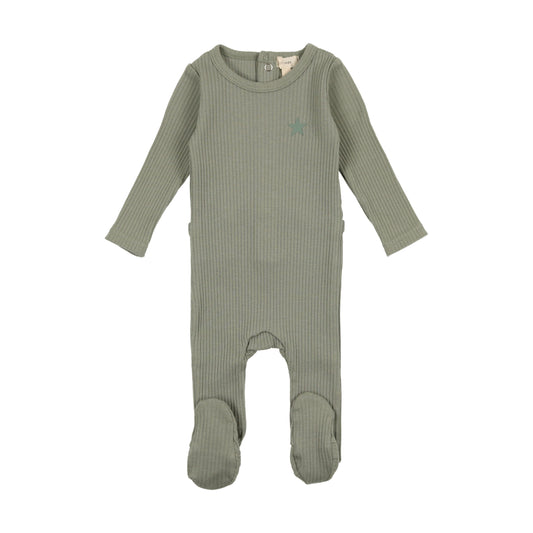 Ribbed Footie Green Star