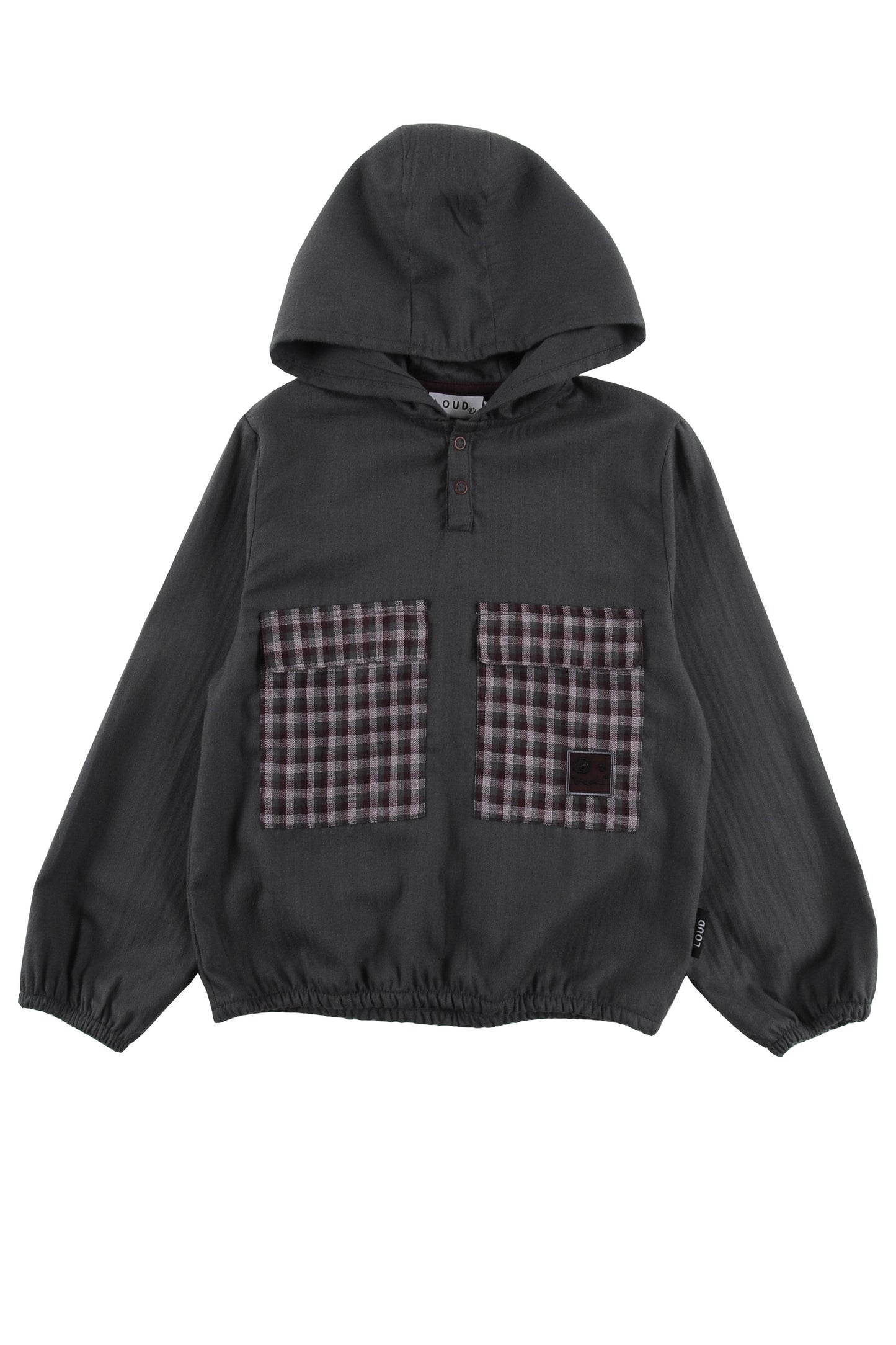 Better Small Check Grey Hooded Blouse